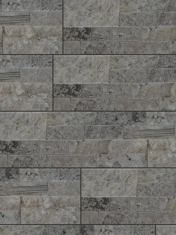 Silver 6x24 split face ledger panel wall